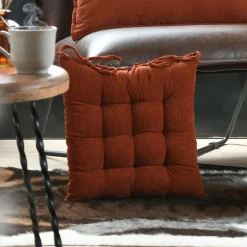 Coussin de chaise carré velours (38 x 38 cm) Dandy Terracotta
