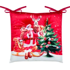 Coussin de chaise carré velours (38 x 38 cm) Réveillon de Noël Rouge