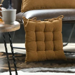 Coussin de chaise carré velours (38 x 38 cm) Dandy Camel