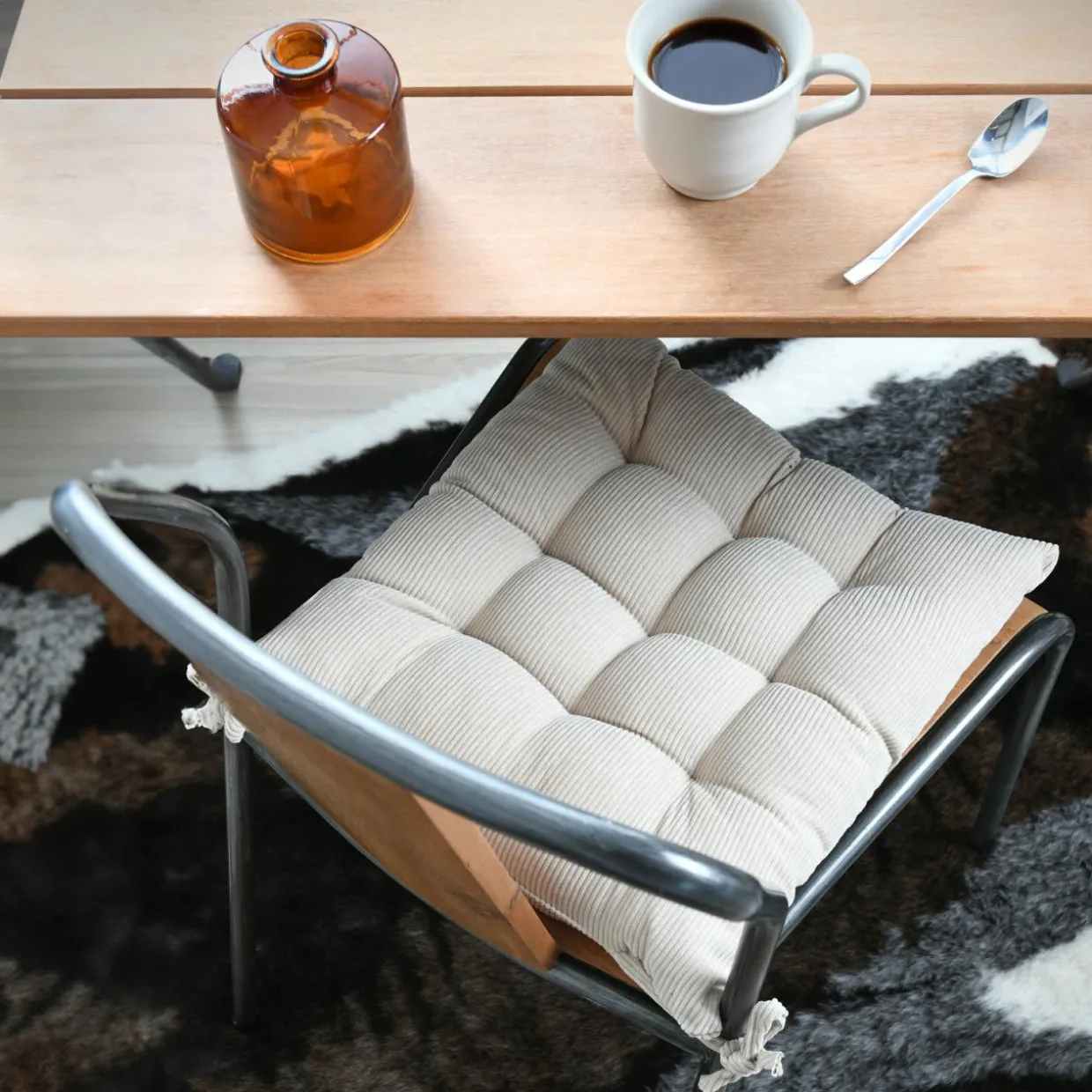 Coussin de chaise carré velours (38 x 38 cm) Dandy Beige