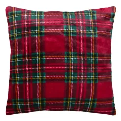 Coussin de Noël carré (45 x 45 cm) Carreaux Tartan Vert et rouge