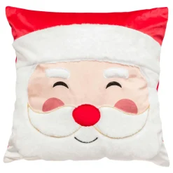 Coussin de Noël carré (40 x 40 cm) Joyeux Papa Noël Blanc et rouge