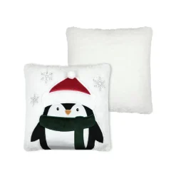 Coussin de Noël carré velours (45 x 45 cm) Edgard Pingouin Blanc