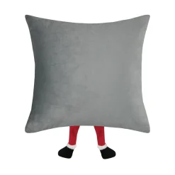 Coussin de Noël carré velours (40 x 40 cm) Edgard lutin Gris
