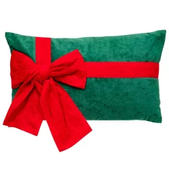 Coussin de Noël rectangulaire (30 x 50 cm) Nœud en velours Rouge et vert