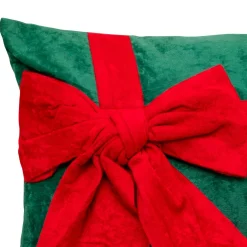 Coussin de Noël rectangulaire (30 x 50 cm) Nœud en velours Rouge et vert