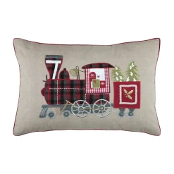 Coussin de Noël rectangulaire coton (40 x 60 cm) Réveillon Locomotive Taupe