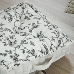 Coussin de sol carré coton bas (45 x 45 cm) Clarine Ecru