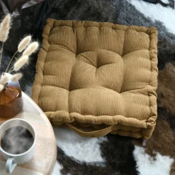 Coussin de sol carré velours (45 x 45 cm) Dandy Camel