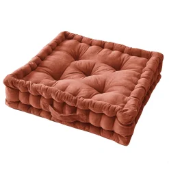 Coussin de sol carré velours de coton (50 x 50 cm) Victor Terracotta