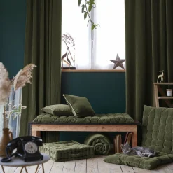 Coussin de sol carré velours de coton (50 x 50 cm) Victor Vert thym