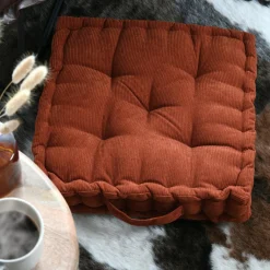 Coussin de sol carré velours (45 x 45 cm) Dandy Terracotta