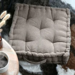Coussin de sol carré velours (45 x 45 cm) Dandy Taupe