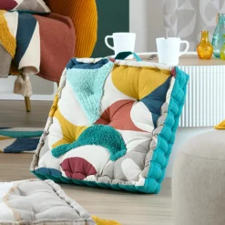 Coussin de sol coton (45 x 45 cm) Blokken Multicolore