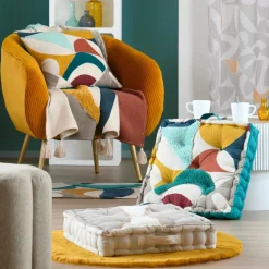 Coussin de sol coton (45 x 45 cm) Blokken Multicolore