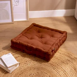 Coussin de sol coton (50 x 50 cm) Pixel Terracotta