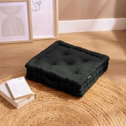 Coussin de sol coton (40 x 40 cm) Pixel Noir