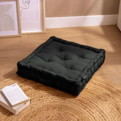 Coussin de sol coton (50 x 50 cm) Pixel Noir