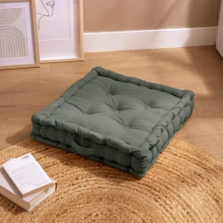 Coussin de sol coton (50 x 50 cm) Pixel Vert kaki