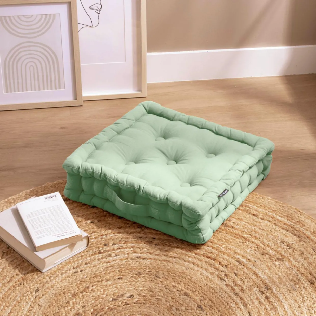 Coussin de sol coton (40 x 40 cm) Pixel Vert menthe