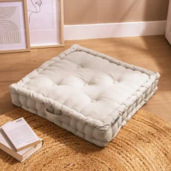 Coussin de sol coton (60 x 60 cm) Pixel Beige