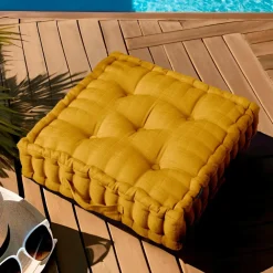Coussin de sol extérieur capitonné (50 x 50 cm) Sunset Jaune moutarde