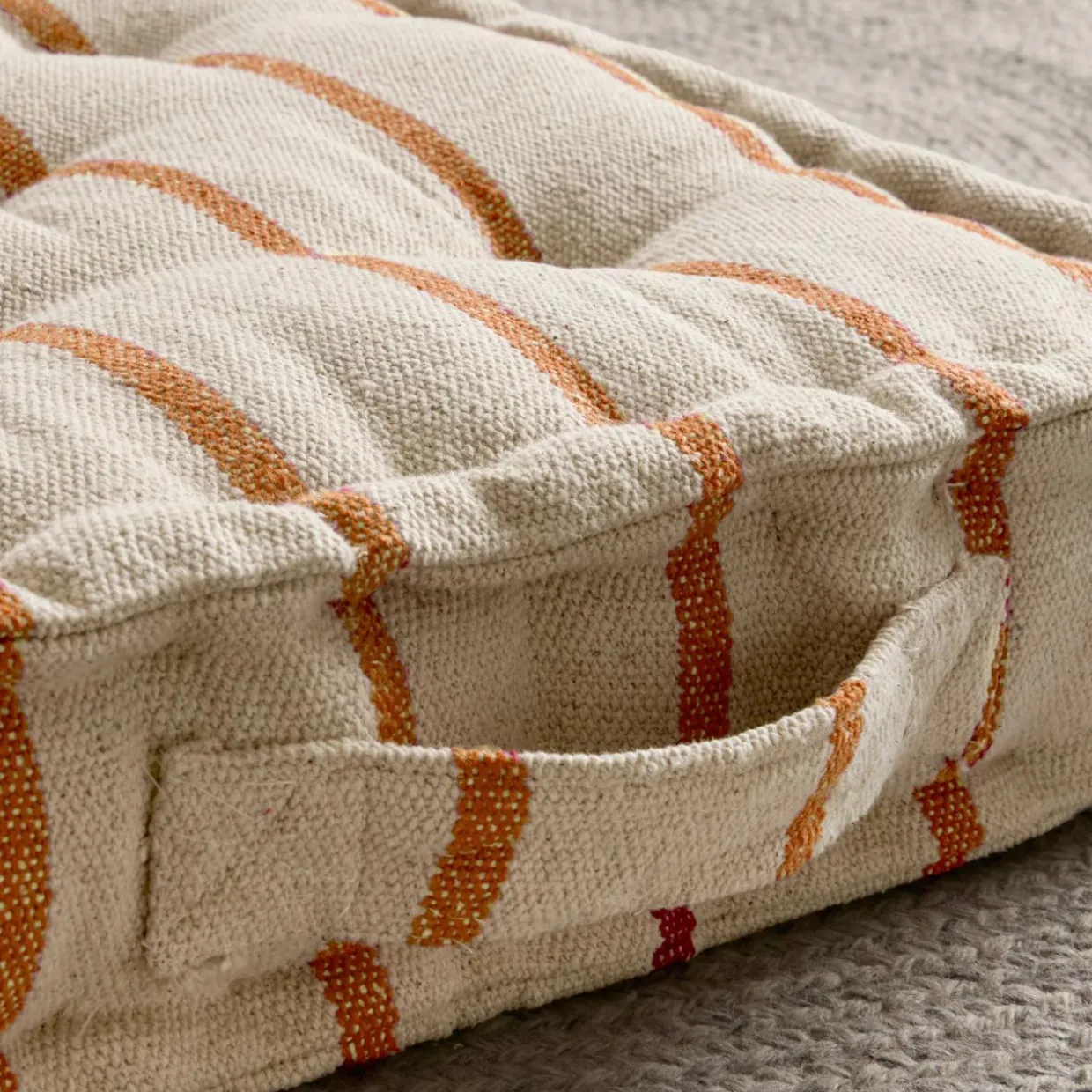 Coussin de sol extérieur toile de coton (45 x 45 cm) Ocealys Corail