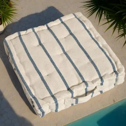 Coussin de sol extérieur toile de coton (45 x 45 cm) Ocealys Bleu marine