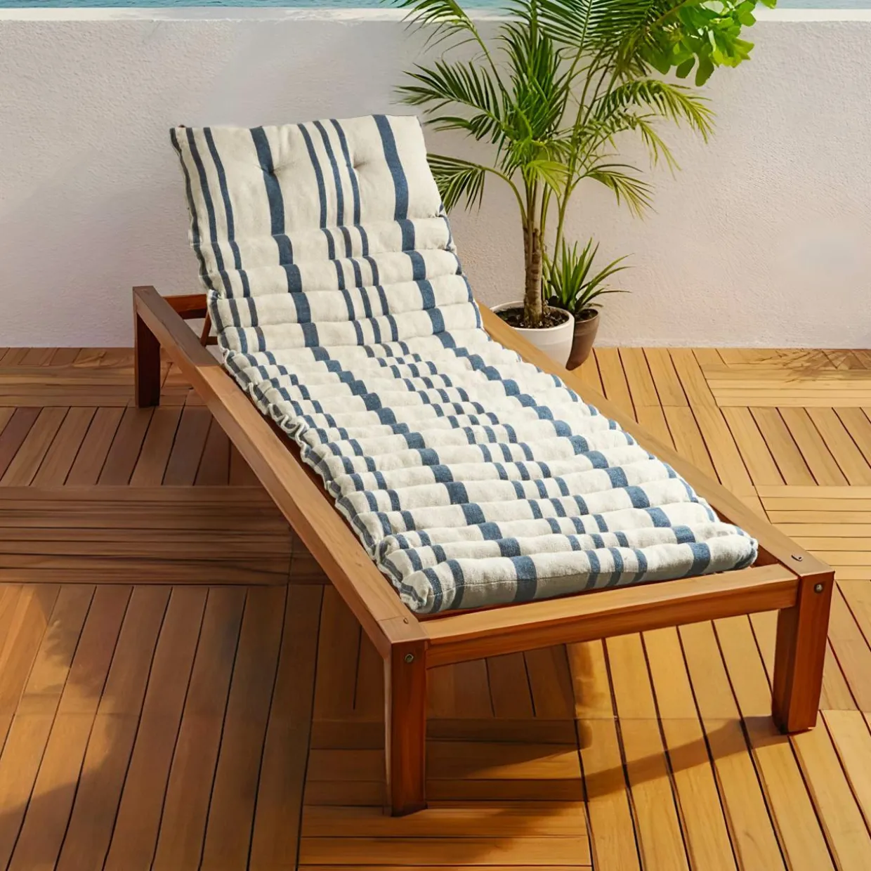 Coussin de transat enroulable (180 x 60 cm) Nautira Bleu marine