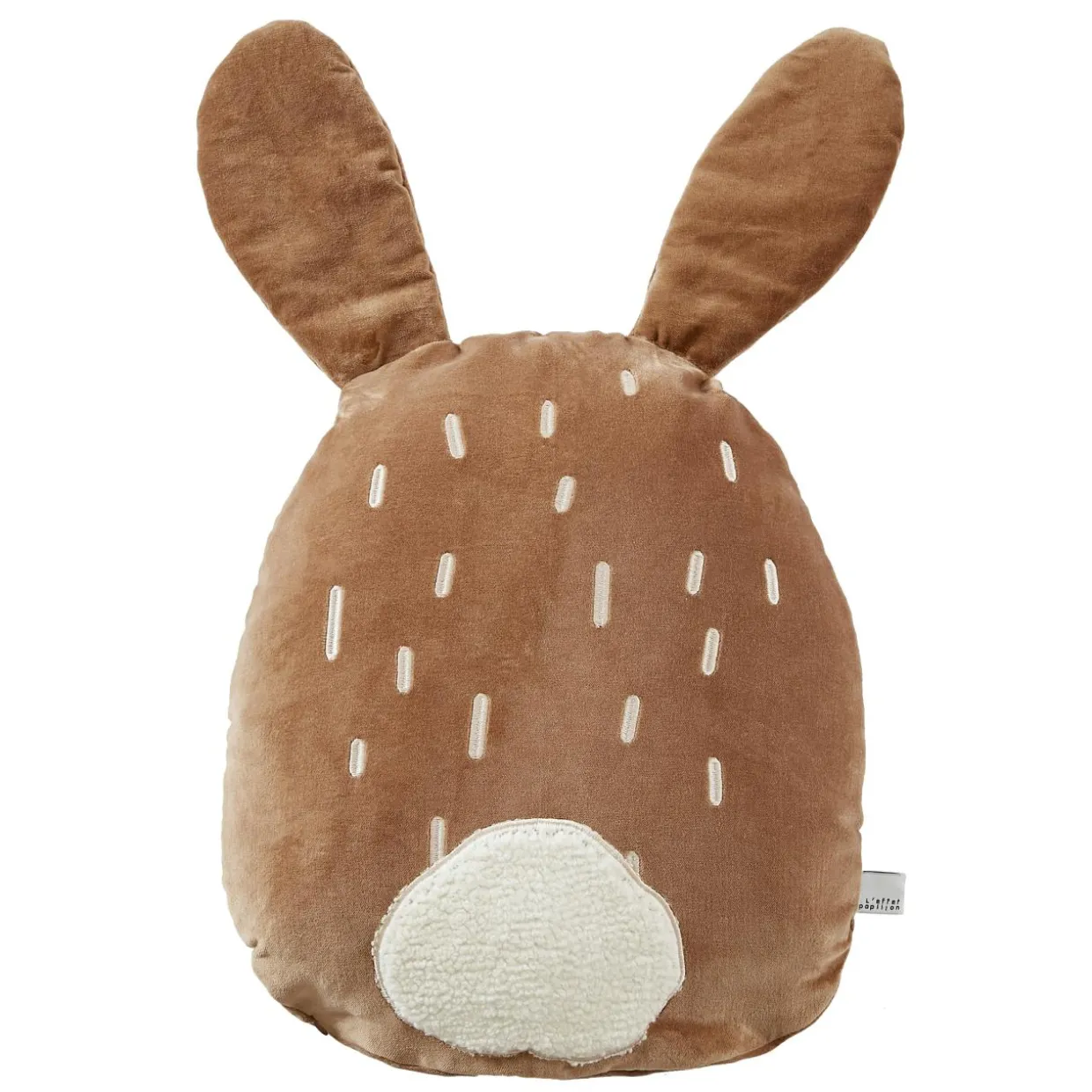 Coussin enfant lapin velours (40 x 45 cm) Pompon Marron