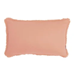 Coussin rectangulaire coton (40 x 60 cm) Pixel franges Rose pêche