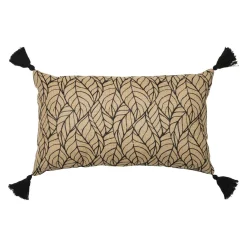 Coussin rectangulaire coton et jute (30 x 50 cm) Nama Noir