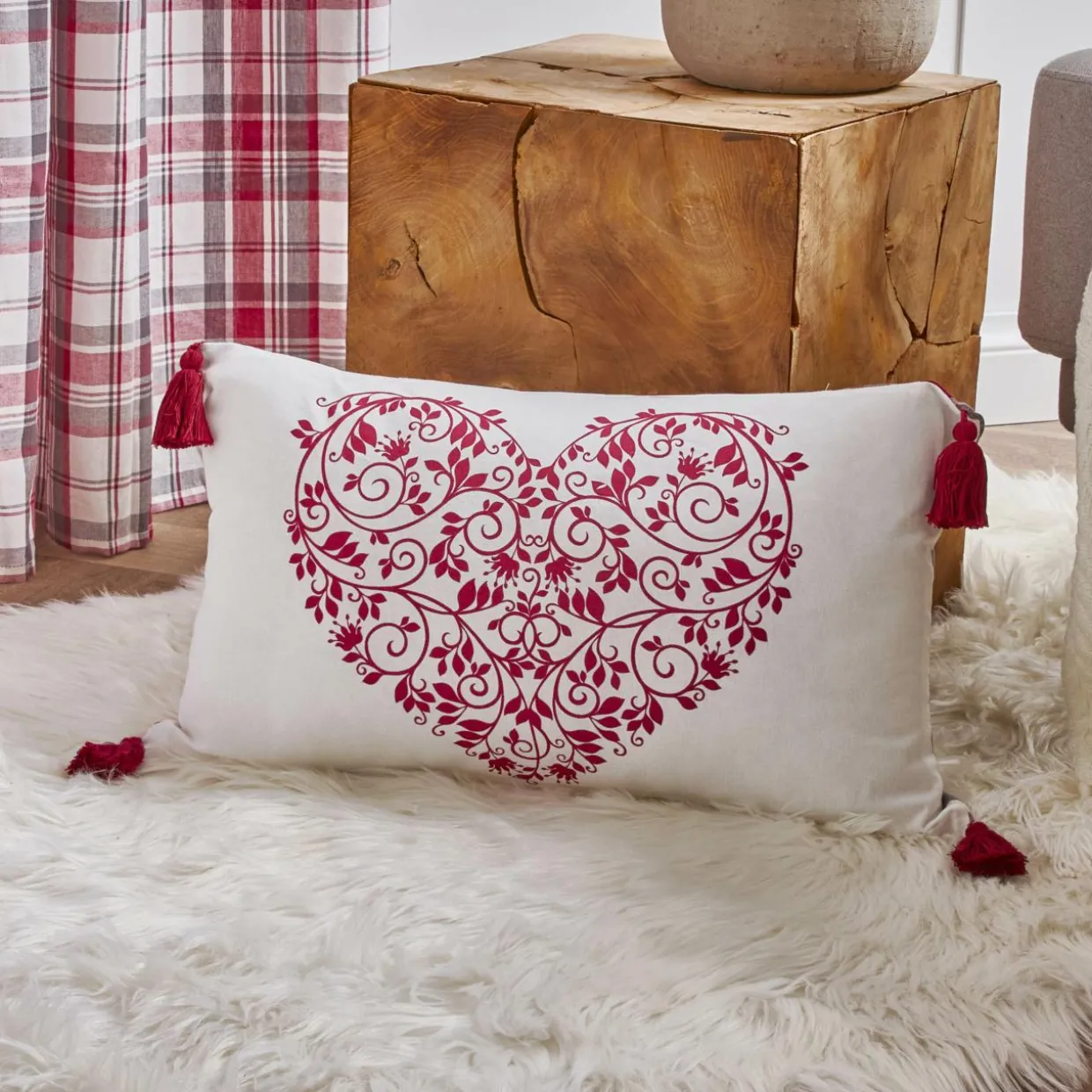 Coussin rectangulaire coton (30 x 50 cm) Megeve Rouge
