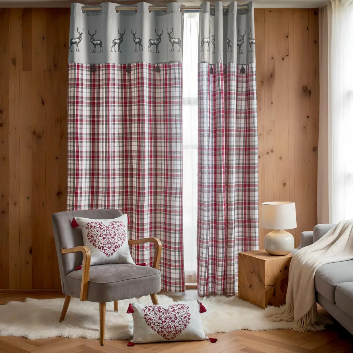 Coussin rectangulaire coton (30 x 50 cm) Megeve Rouge