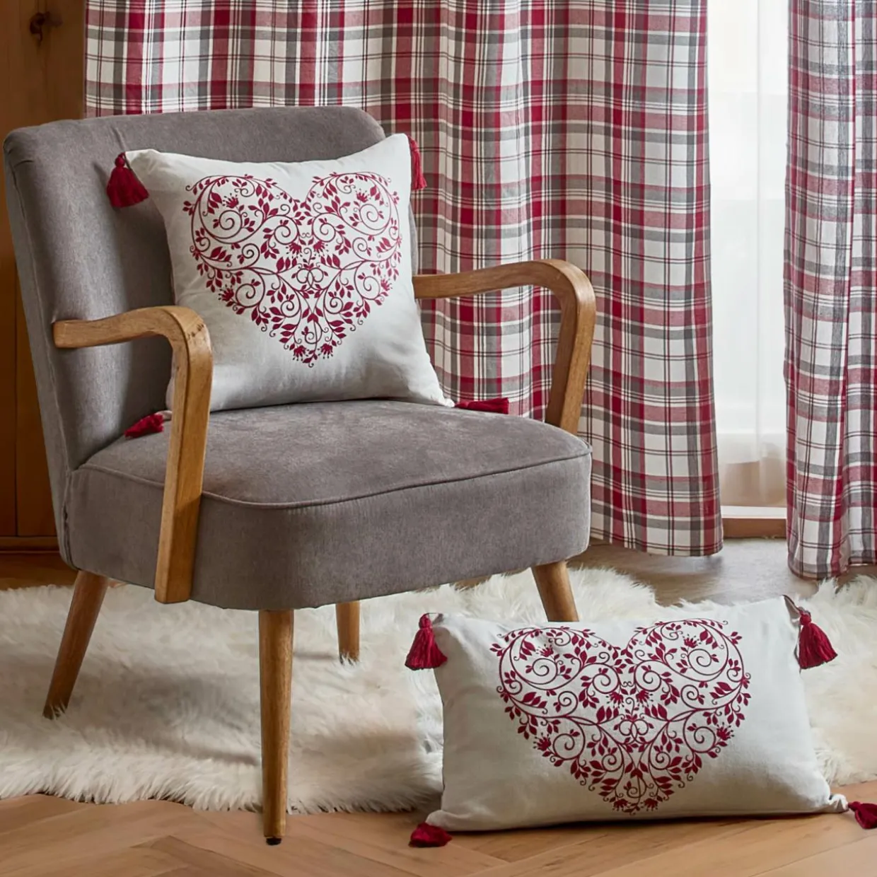 Coussin rectangulaire coton (30 x 50 cm) Megeve Rouge