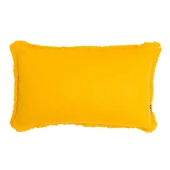 Coussin rectangulaire coton (40 x 60 cm) Pixel franges Jaune moutarde