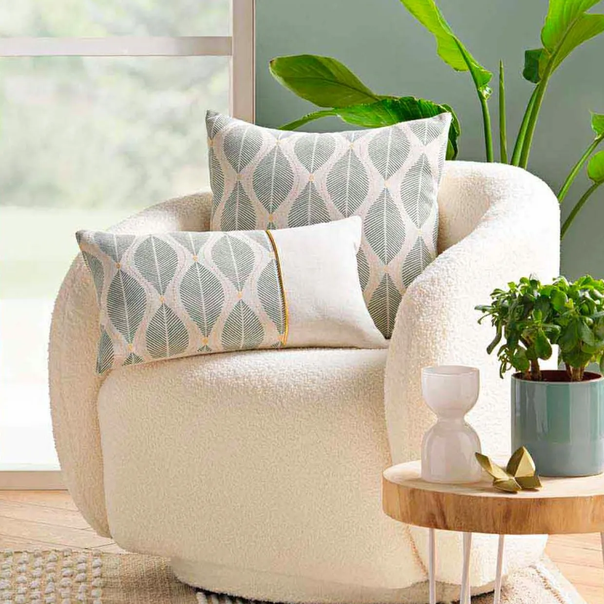 Coussin rectangulaire coton (30 x 50 cm) Maho Vert sauge