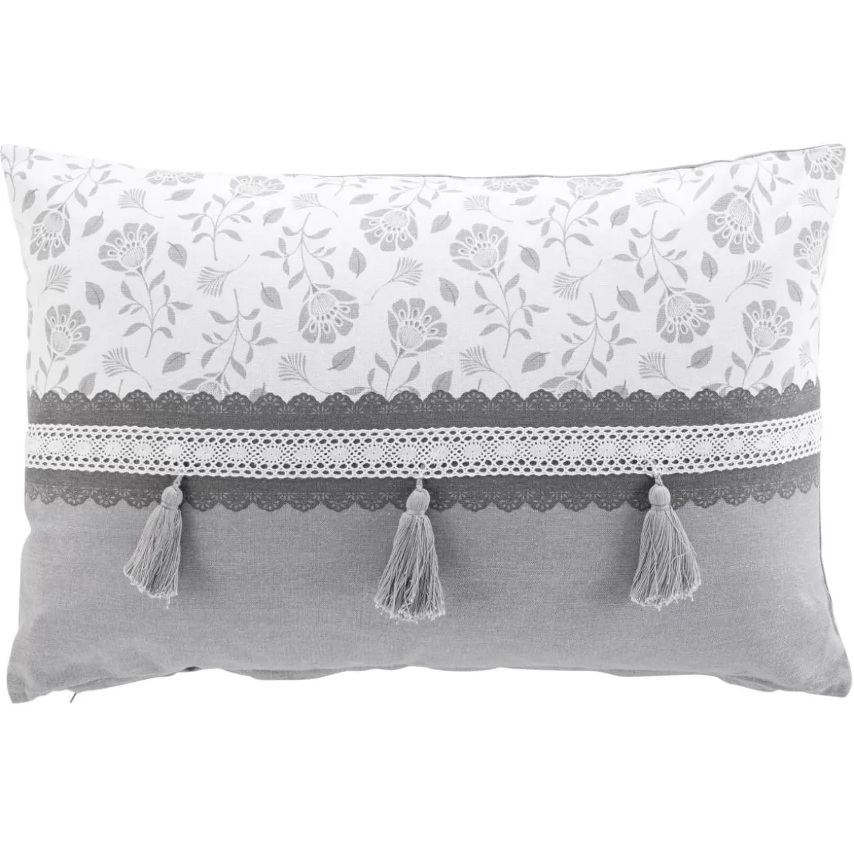 Coussin rectangulaire coton (40 x 60 cm) Flavie Gris