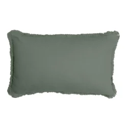 Coussin rectangulaire coton (40 x 60 cm) Pixel franges Vert kaki