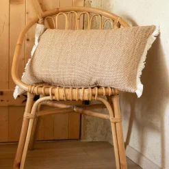 Coussin rectangulaire coton texturé (50 x 80 cm) Jamy Marron
