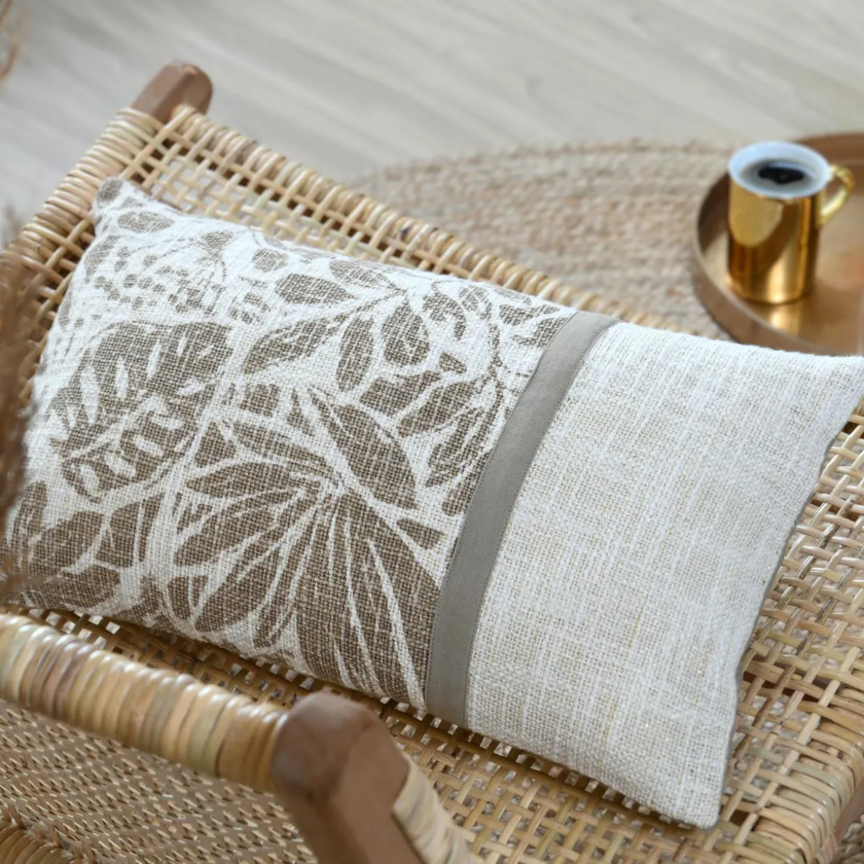 Coussin rectangulaire coton (30 x 50 cm) Hemera Taupe