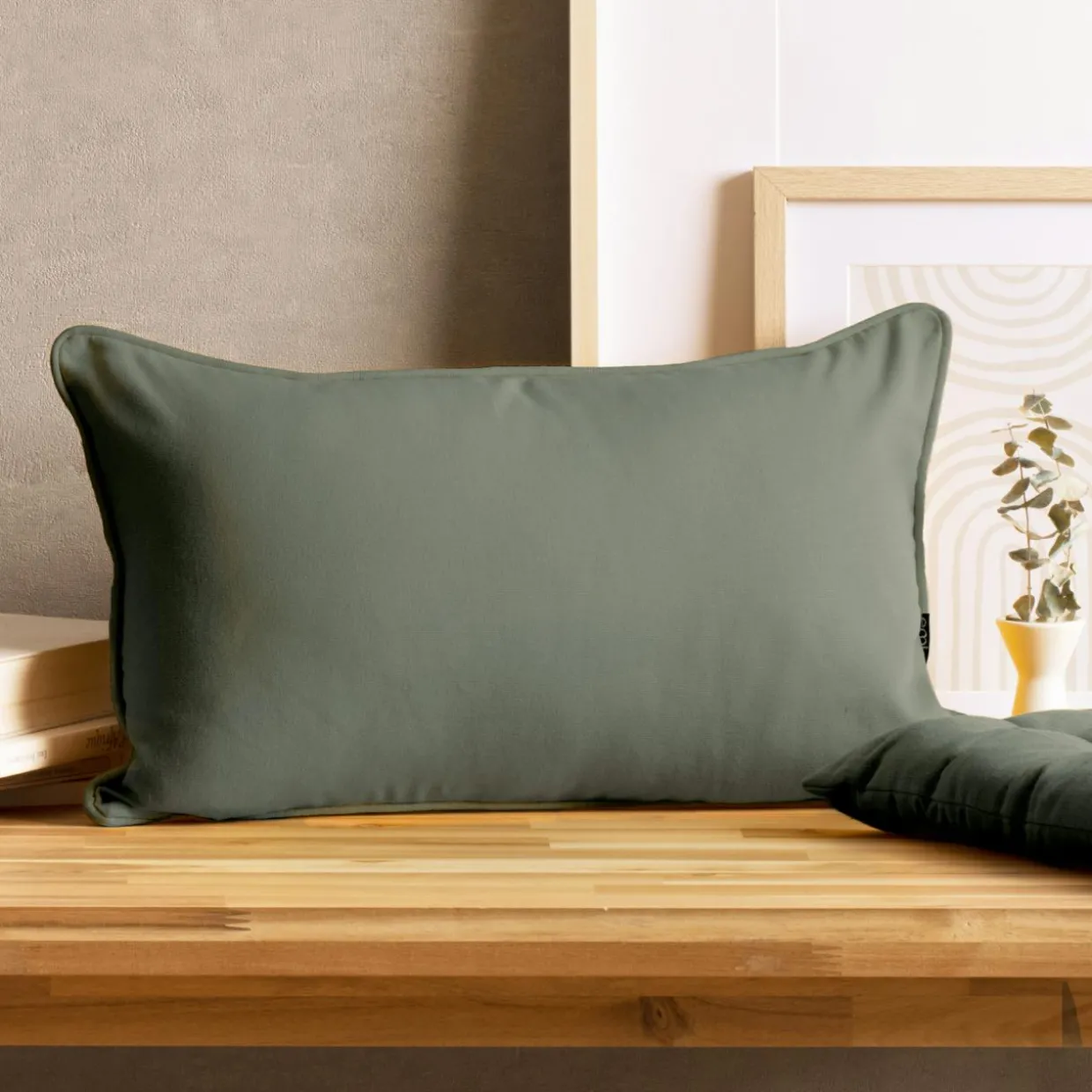 Coussin rectangulaire coton (30 x 50 cm) Pixel Vert kaki