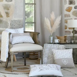 Coussin rectangulaire coton (50 cm) Sophie Ecru