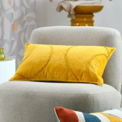 Coussin rectangulaire coton (30 x 50 cm) Blokken Jaune moutarde