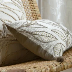 Coussin rectangulaire coton (30 x 50 cm) Hemera Ecru