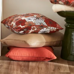 Coussin rectangulaire en gaze de coton (40 x 60 cm) Gaïa azalée Terracotta