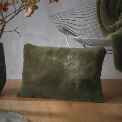 Coussin rectangulaire fausse fourrure (40 x 60 cm) Finn Vert kaki