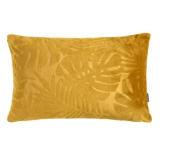 Coussin rectangulaire flanelle (40 x 60 cm) Flore Jaune moutarde