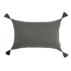 Coussin rectangulaire gaze de coton (40 x 60 cm) Gaïa Gris granit