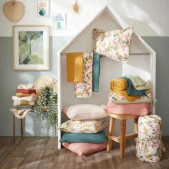 Coussin rectangulaire gaze de coton (40 x 60 cm) April Multicolore